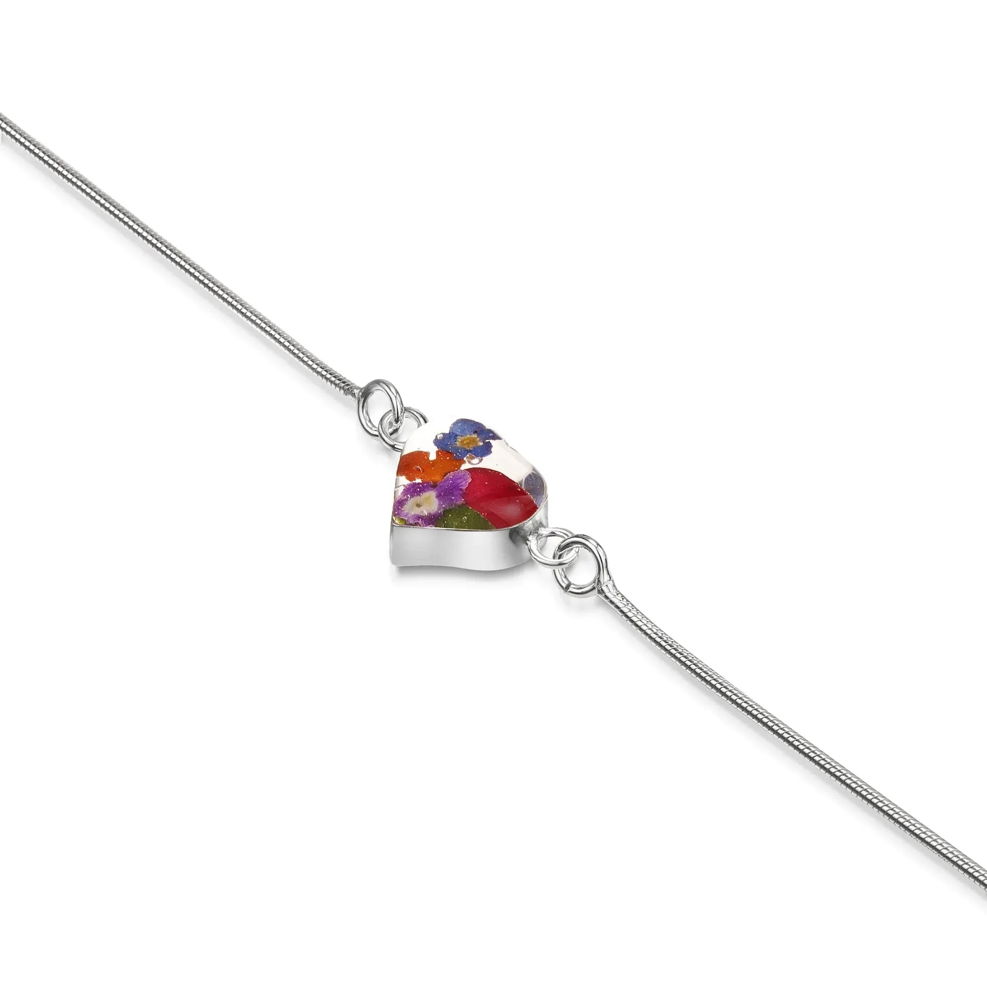 Bracelet Shrieking Violet. Bracelet chaîne serpent en argent sterling fait main avec de vraies fleurs. Bijoux floraux funky cadeau pour enseignant. Taille unique