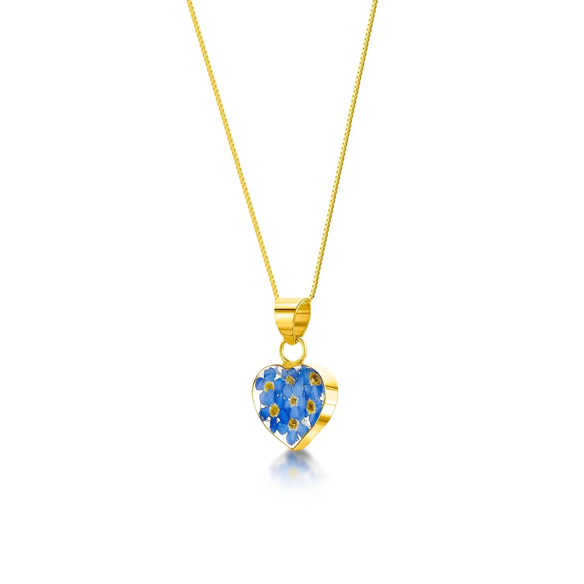 Pendentif cœur Myosotis en argent sterling - Cadeau parfait pour la fête des mères