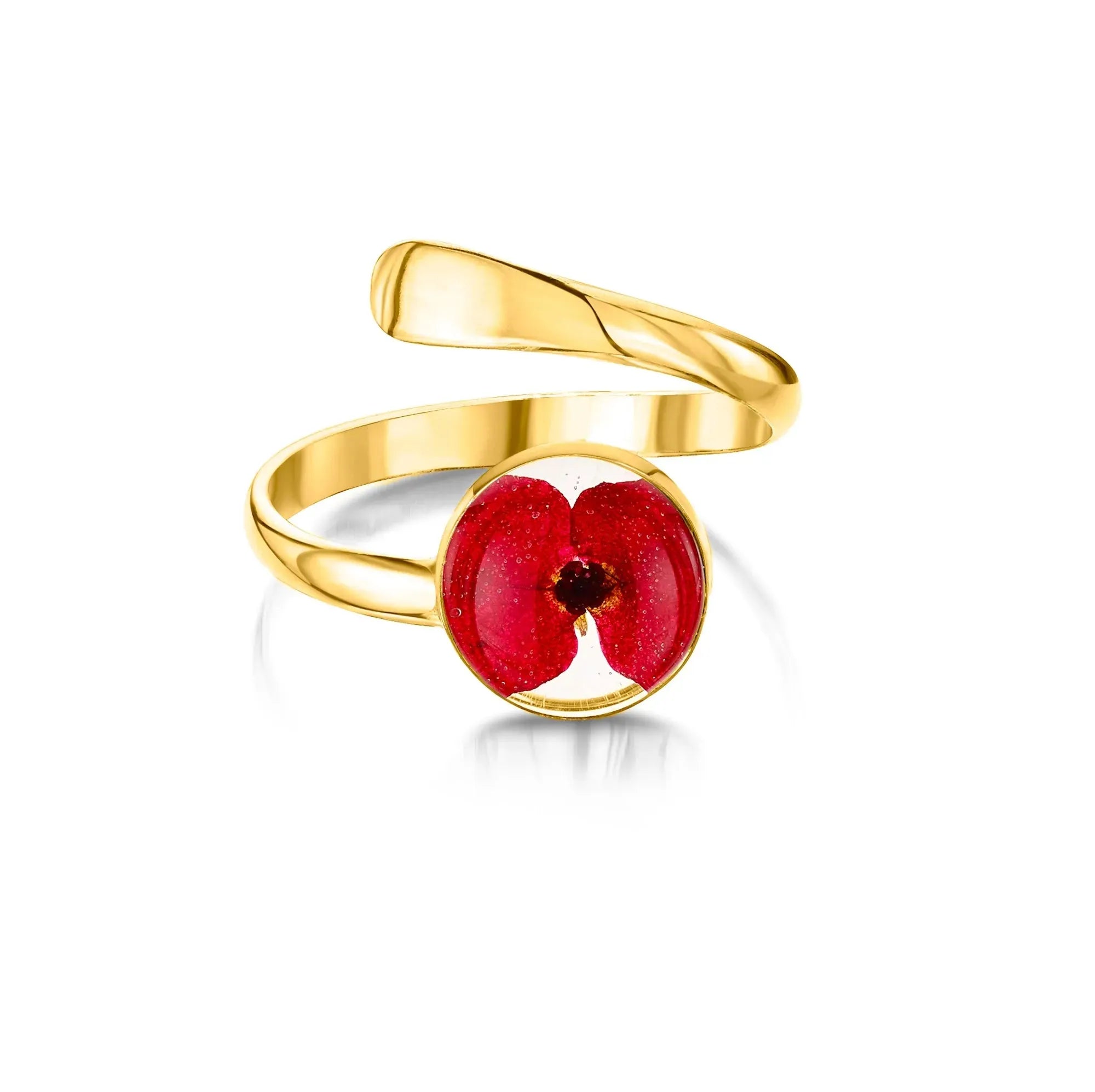 Bague coquelicot par Shrieking Violet® Bague réglable en argent sterling avec une vraie fleur. Cadeau idéal pour une amie spéciale, maman, mamie, épouse