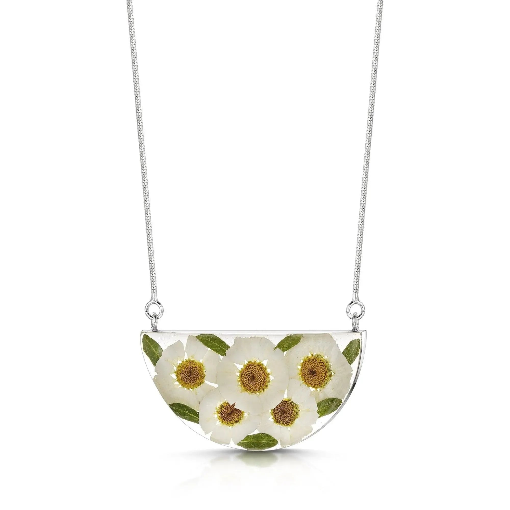 Sterling silver snake chain necklace | Daisy | Half Moon