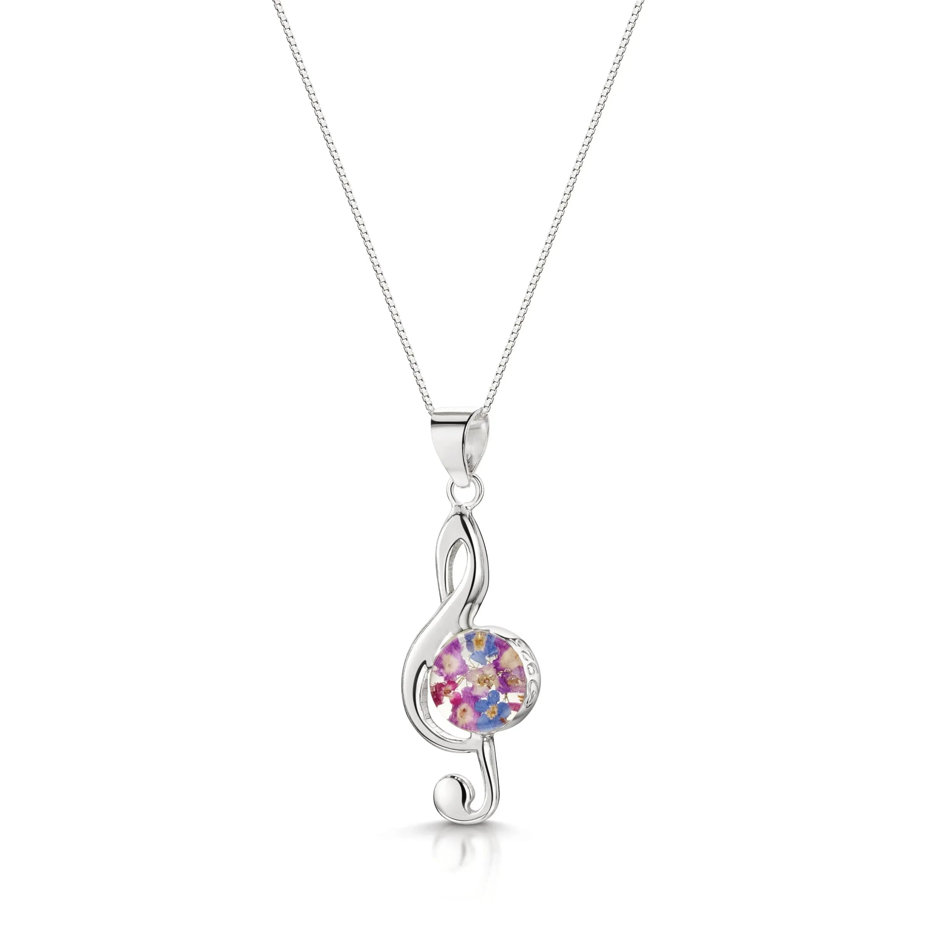 Pendentif Note de Musique Clé de Sol Argentée - Collection Purple Haze