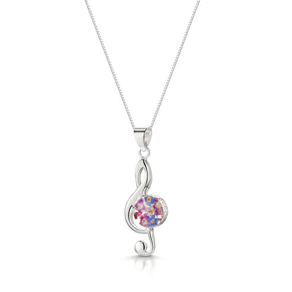 Pendentif Note de Musique Clé de Sol Argentée - Collection Purple Haze