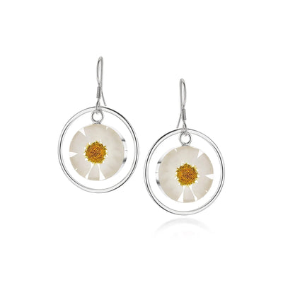 Boucles d'oreilles Daisy avec entourage en argent sterling. Fait main par Shrieking Violet®