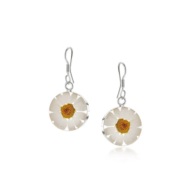 Boucles d'oreilles Daisy par Shrieking Violet® Argent sterling avec de vraies marguerites !