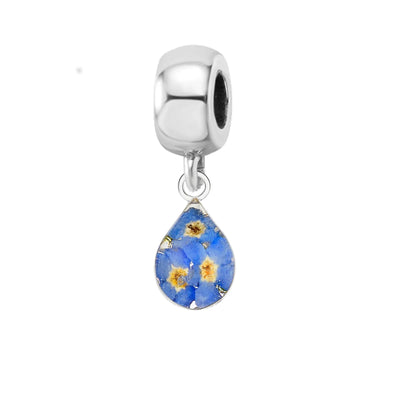 Pendentif artisanal en vraie fleur | Argent sterling | Convient à la plupart des bracelets à breloques populaires