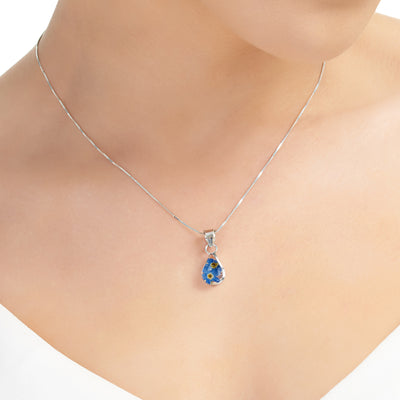 Forget-Me-Not Teardrop Pendant Necklace in Sterling Silver