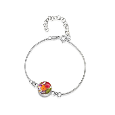 Bracelet chaîne serpent en argent sterling avec de vraies fleurs – Bijoux botaniques faits main