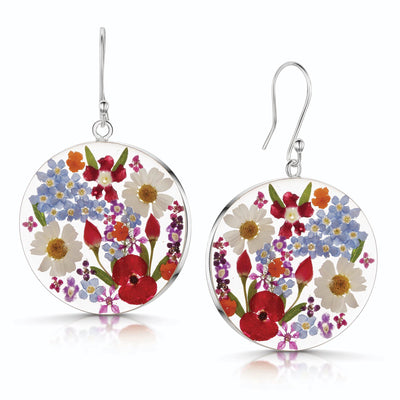 Mixed Flower Large Round Earrings