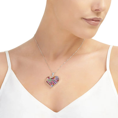 Collier cœur en fleurs véritables par Shrieking Violet® Pendentif en argent sterling fait main avec de vraies fleurs