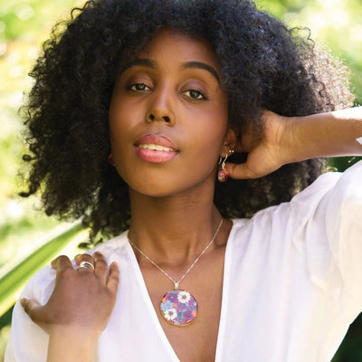 Broche en argent - Fleurs mélangées - Pleine Lune XL (épingle en nickel)