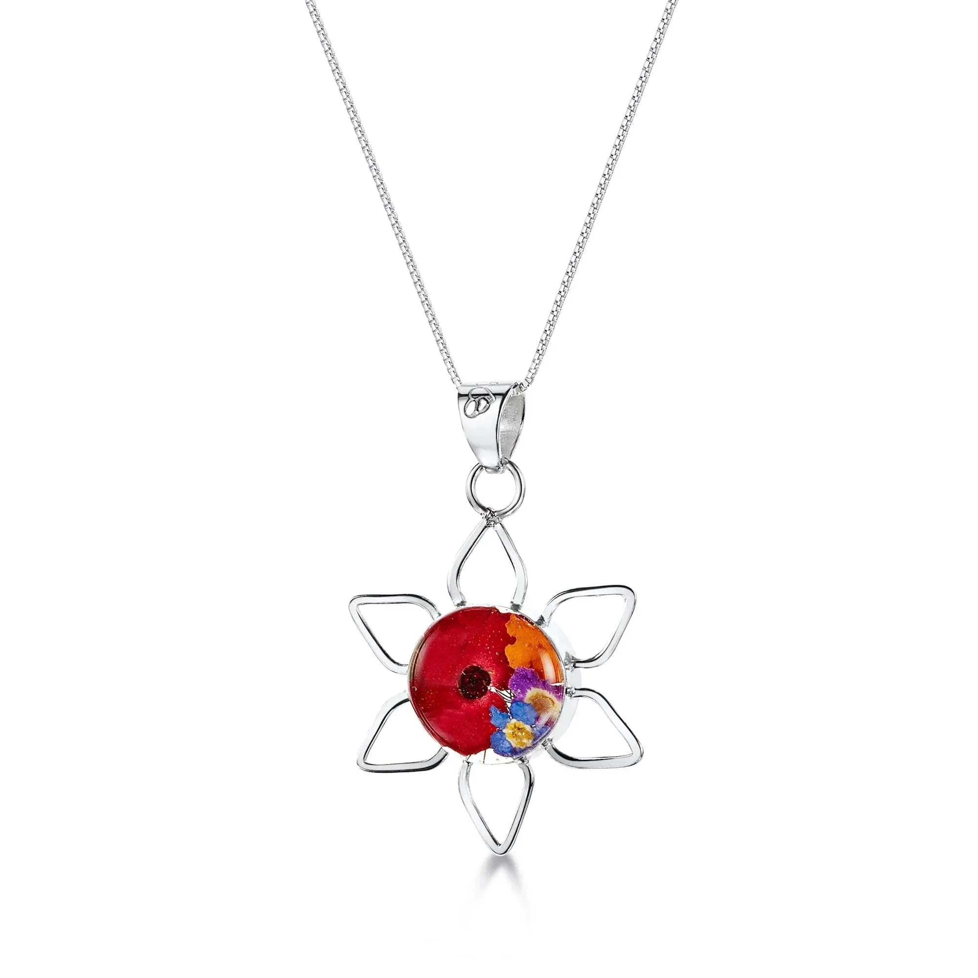 Collier Soleil en Argent Sterling avec Fleurs Réelles - Shrieking Violet®