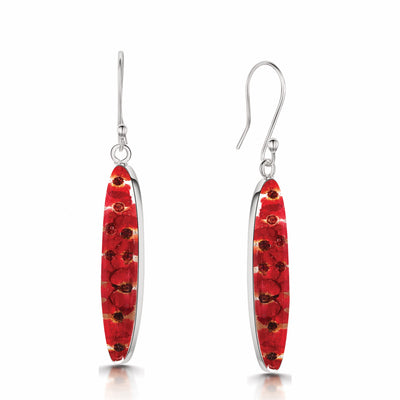 Boucles d'oreilles pendantes ovales coquelicot