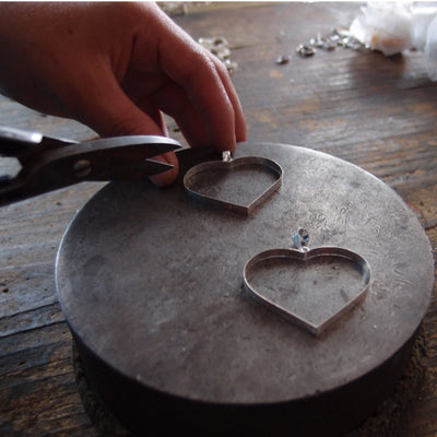 Forget-Me-Not Heart Drop Earrings in Sterling Silver – Handmade with Real Flowers