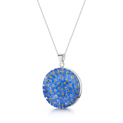 Pendentif en argent - Myosotis - Grand rond