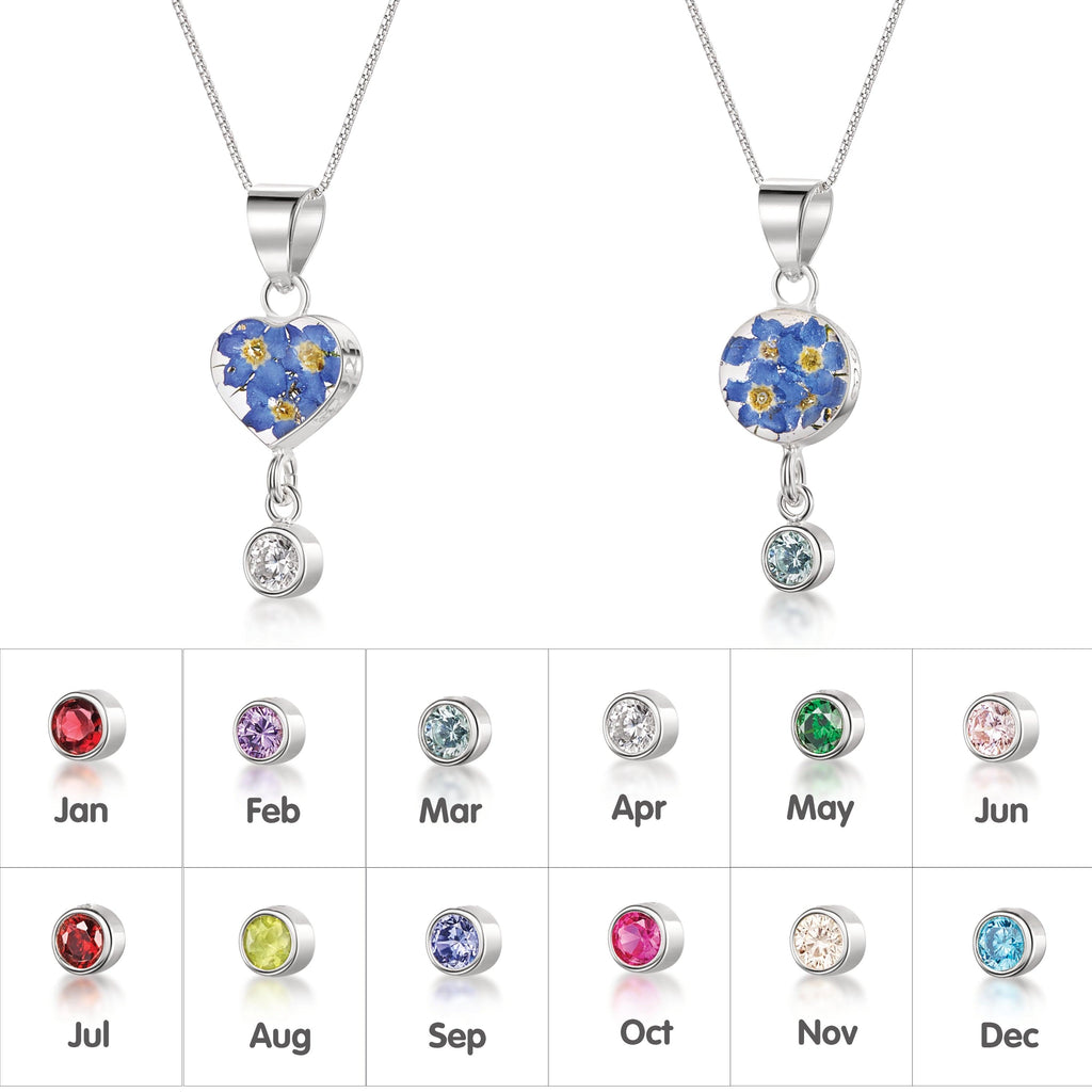 Sterling silver Forget-Me-Not Birthstone Necklaces: Nature's Beauty in Sterling Silver
