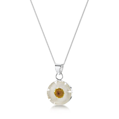 Sterling Silver Necklace - Daisy - White - Small