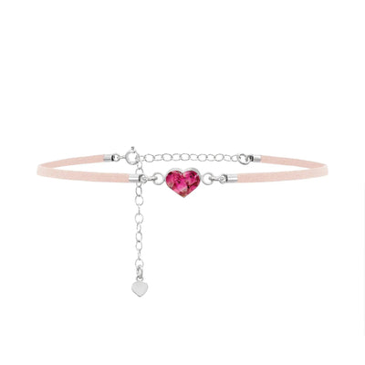 Shrieking Violet Funky Choker Necklace - Light Pink 'Vegan suede' strap - Heather - Heart - Sterling silver - One size