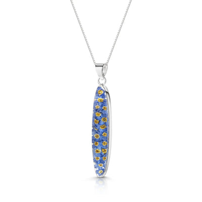 Silver Necklace - Forget-me-not- Tapered Oval