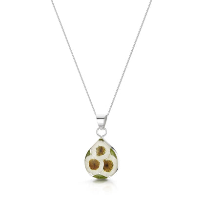 Sterling Silver Teardrop Daisy Pendant Necklace by Shrieking Violet®